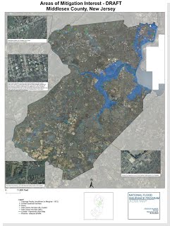 A sample map showing Areas of Mitigation Interest in Middlesex County, New Jersey.